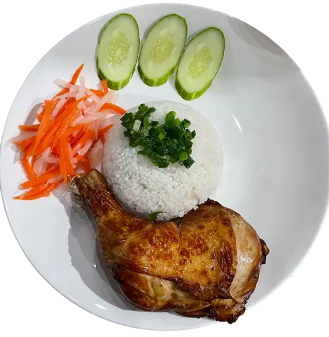 Hình ảnh Cơm tấm Gà Rôti Cháy tỏi 