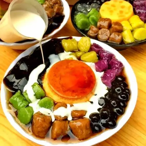 Hình ảnh Chè khoai dẻo bánh flan 