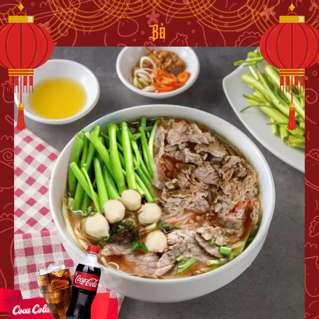 Hình ảnh Bún Thái cay bò + Coca-Cola