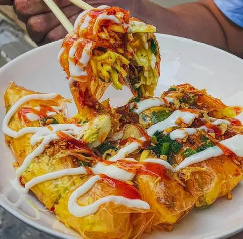 Hình ảnh Bánh tráng cuốn bơ trứng