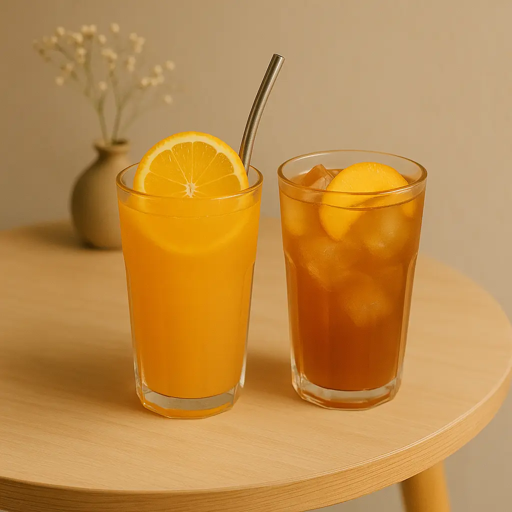 Hình ảnh Combo (1 cam ép 700ml+1 trà đào mộng mơ 700ml) 