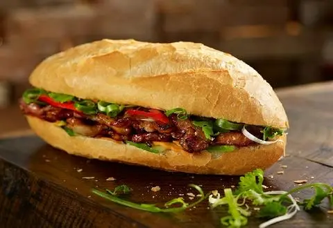 Hình ảnh bánh mì thịt nướng +chà bông