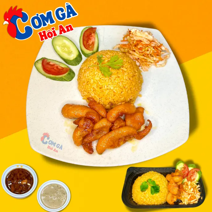 Hình ảnh Cơm da gà tiềm chiên mắm tỏi