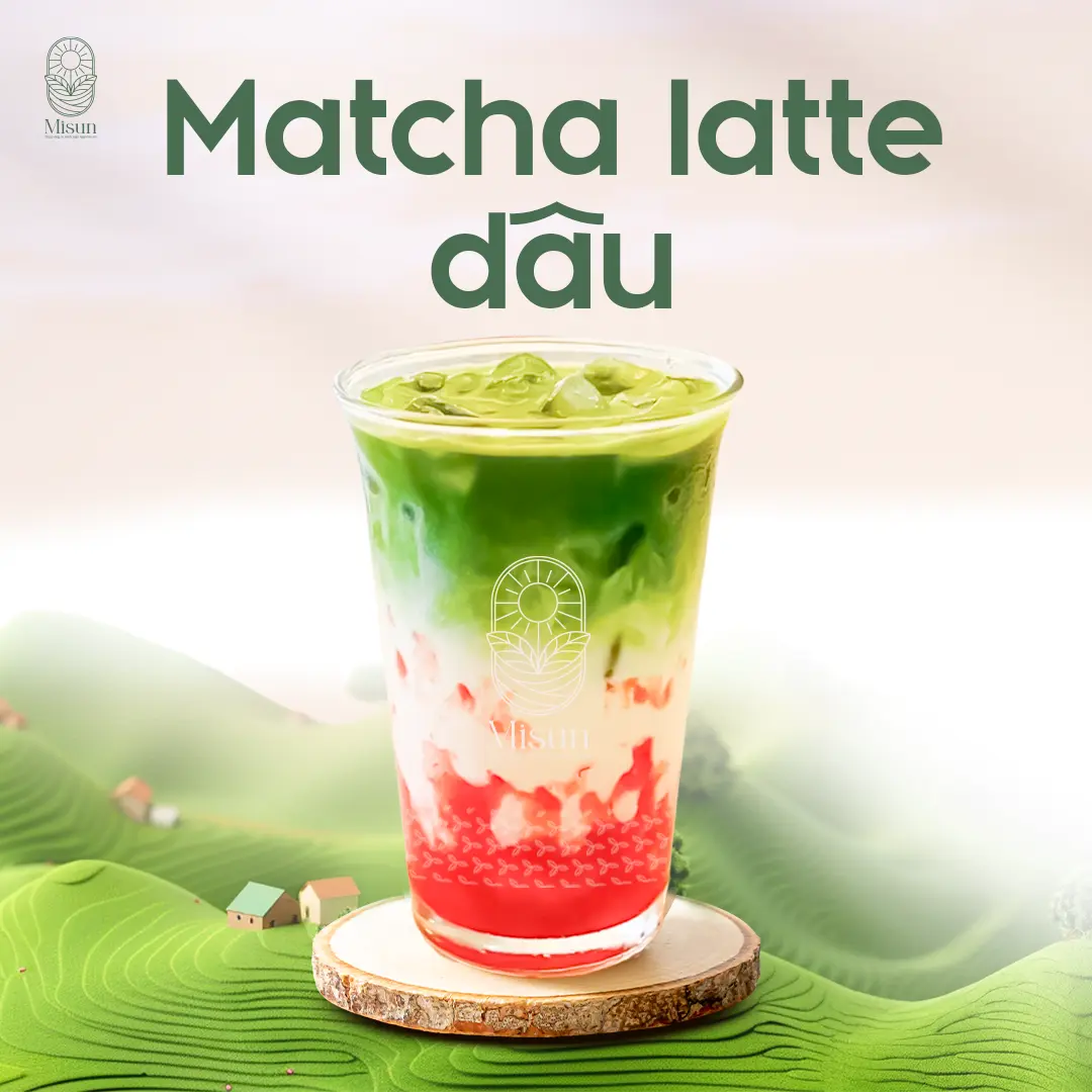 Hình ảnh Matcha latte dâu