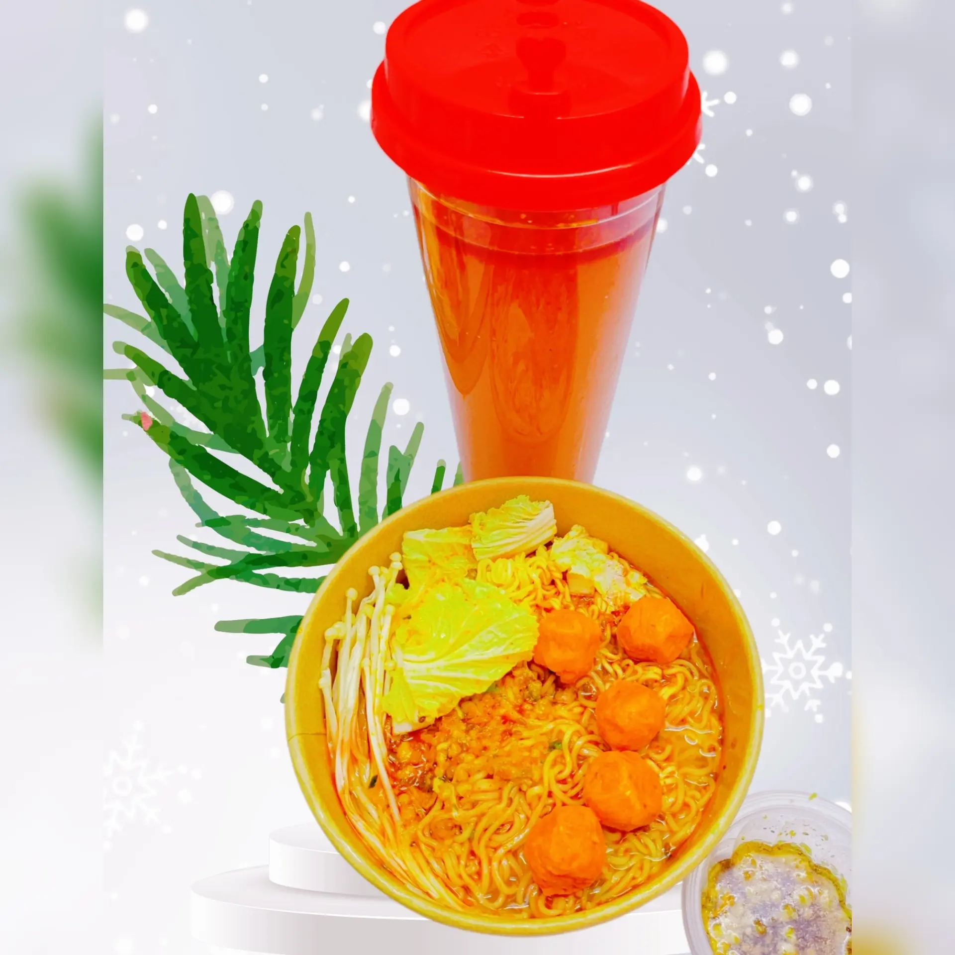 Hình ảnh Lẩu Ly Chua Cay, Sa Tế, Tôm Viên (5 Viên) (Số 1) + (Tặng Sốt Mắm, Tỏi Phi, Rau Bắp/Cải Thảo, Nấm)