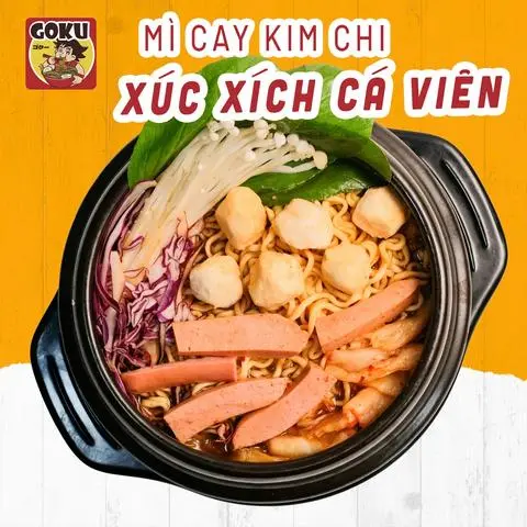 Hình ảnh Mì kim chi xúc xích cá viên
