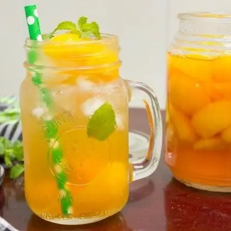 Hình ảnh trà đào,  trân châu trắng 