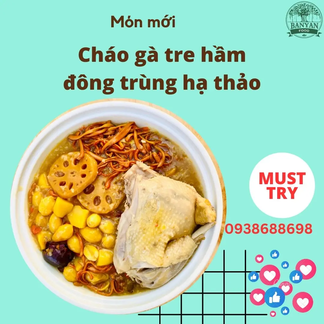 Hình ảnh Cháo gà tre hầm đông trùng hạ thảo 