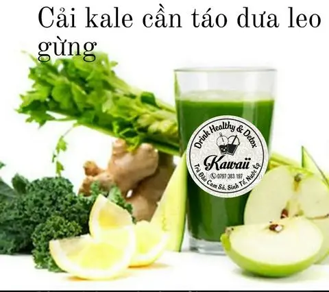 Hình ảnh Detox-cải kale- cần tây-táo -dưa leo- gừng 