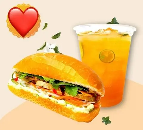 Hình ảnh Bánh Mì chả + Trà Tắc
