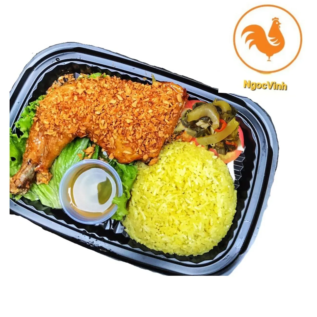Hình ảnh Cơm Gà Xối Mỡ Đùi Góc Tư Xốt Mắm Tỏi