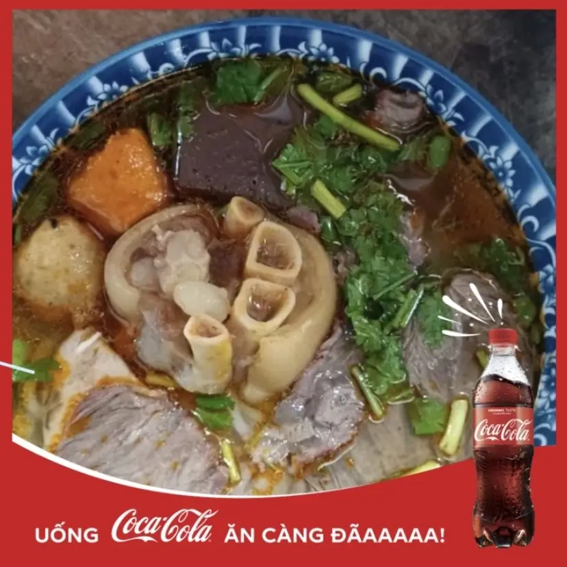 Hình ảnh Bún bò huế đầy đủ - coca