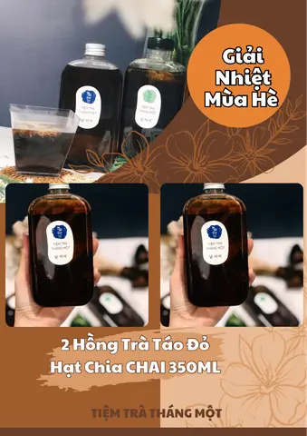 Hình ảnh Combo 2 HỒNG TRÀ TÁO ĐỎ HẠT CHIA CHAI 250ML