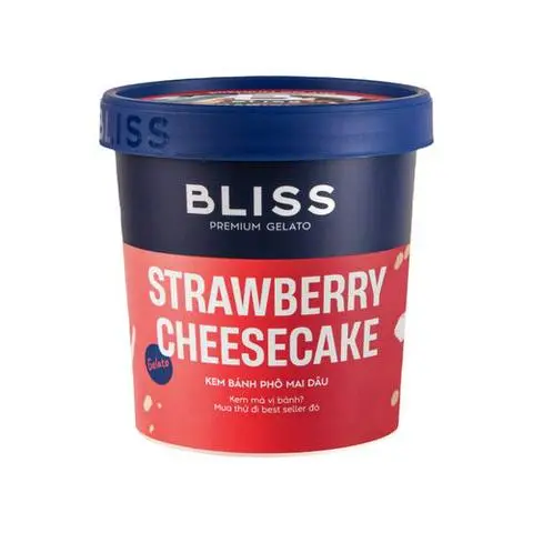 Hình ảnh Kem Bánh Phô Mai Dâu 473ml Bliss Premium Gelato