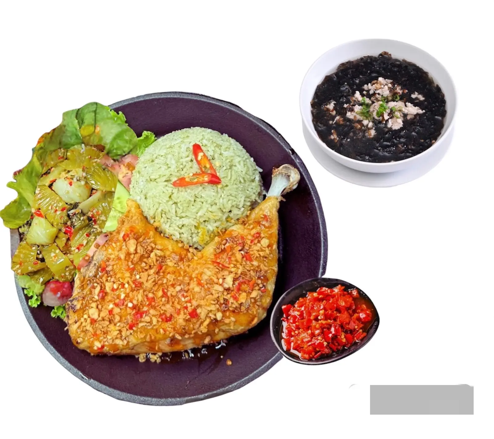 Hình ảnh Combo2 1 cơm gà Góc 4( sốt tự chọn ) + canh rong biển thị bằm