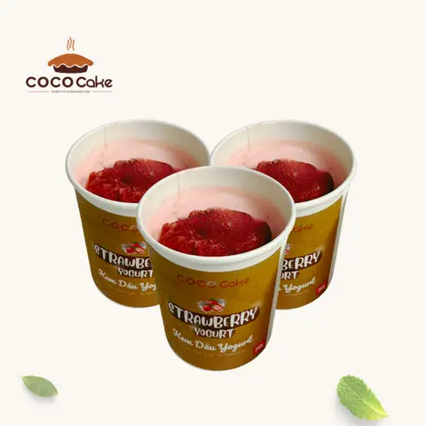 Hình ảnh Combo 3 hộp kem yoghurt dâu nhỏ 250g