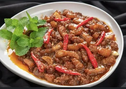 Hình ảnh Ba rọi xào mắm ruốc + canh