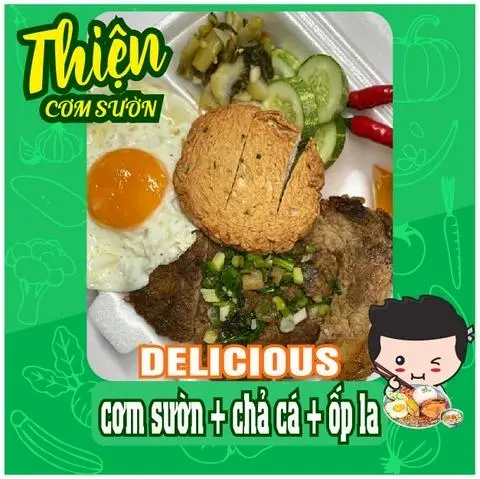 Hình ảnh sườn chả cá ốp la