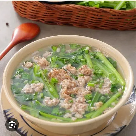 Hình ảnh canh cải ngọt + thịt xay