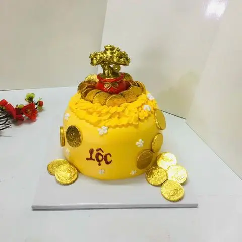 Hình ảnh Bánh Kem hủ vàng cây tiền 