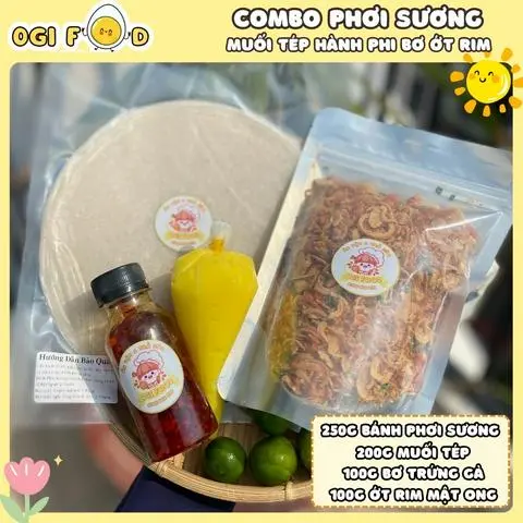 Hình ảnh Combo Bánh Tráng Phơi Sương Muối Hành Bơ Lớn Ớt Rim Mật Ong