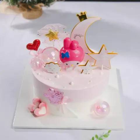 Hình ảnh Bánh Kem Sinh Nhật - Tone Hồng Pastel - Size 18cm