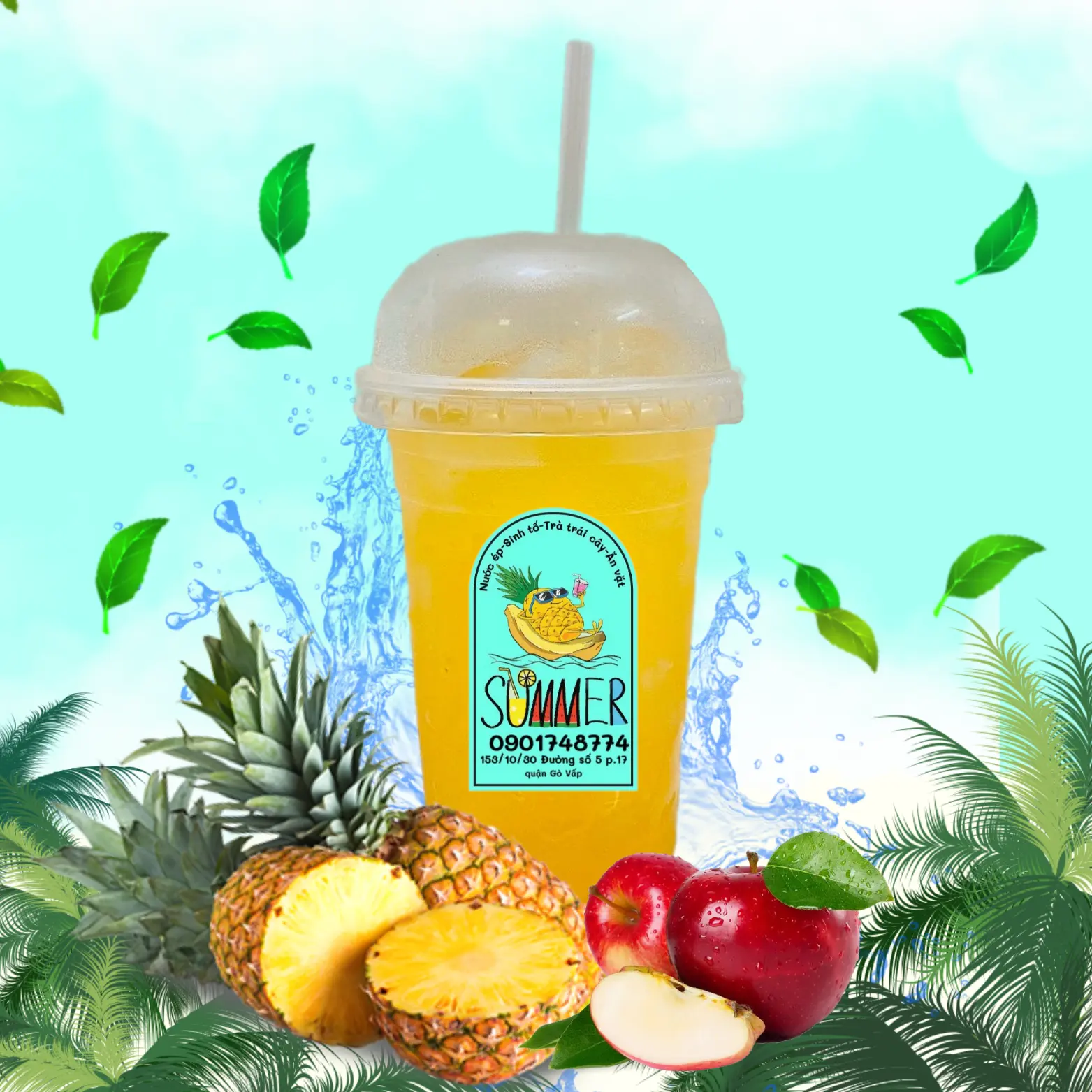 Hình ảnh Nước Ép Thơm - Táo Ly 700ml 