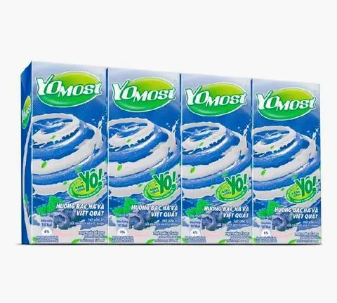 Hình ảnh Lốc 4 Hộp Sữa Yomost Bạc Hà Việt Quất 170ml, Sữa Chua Lên Men Tự Nhiên