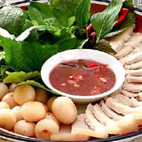 Hình ảnh Cơm thịt luộc + cà pháo 