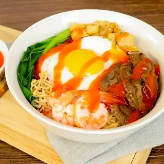 Hình ảnh Mì trộn tốp mỡ sate bò