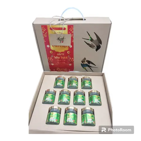 Hình ảnh hộp quà tết 10 hũ yến sào chưng sẵn - vintage