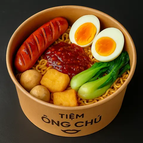 Hình ảnh Mì trộn sa tế gà giòn