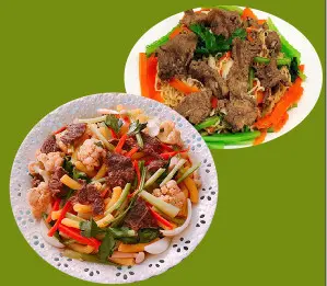 Hình ảnh Combo: 2 nui xào bò - 1 nui xào trứng  ốp la - 3 Hồng trà tắc