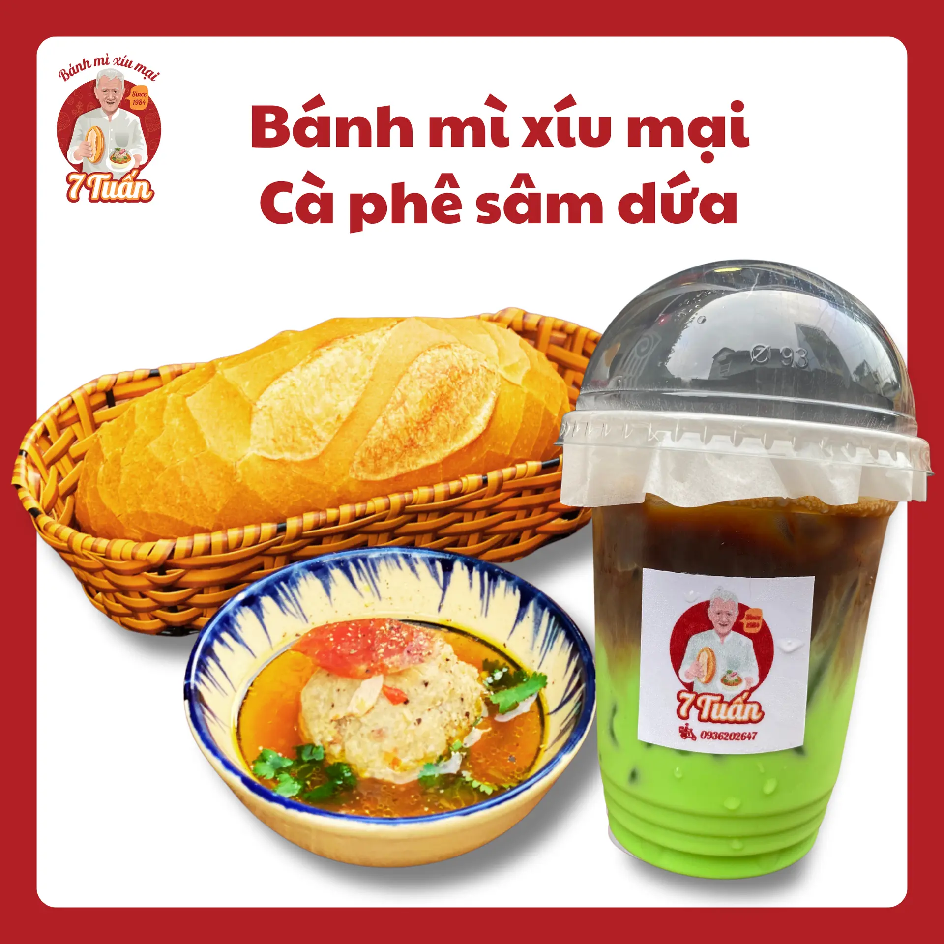 Hình ảnh Bánh mì xíu mại + Cà phê sâm dứa (LẠ MÀ NGON)