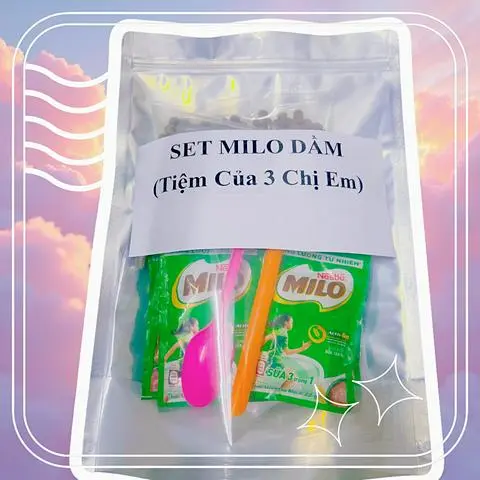 Hình ảnh Set Milo Dầm (12-25 Phần) Tặng Pudding, Muỗng, Ống Hút Tiệm 3 Chị Em