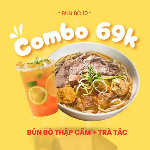 Hình ảnh 1 Bún Bò Thập Cẩm + 1 Trà Tắc