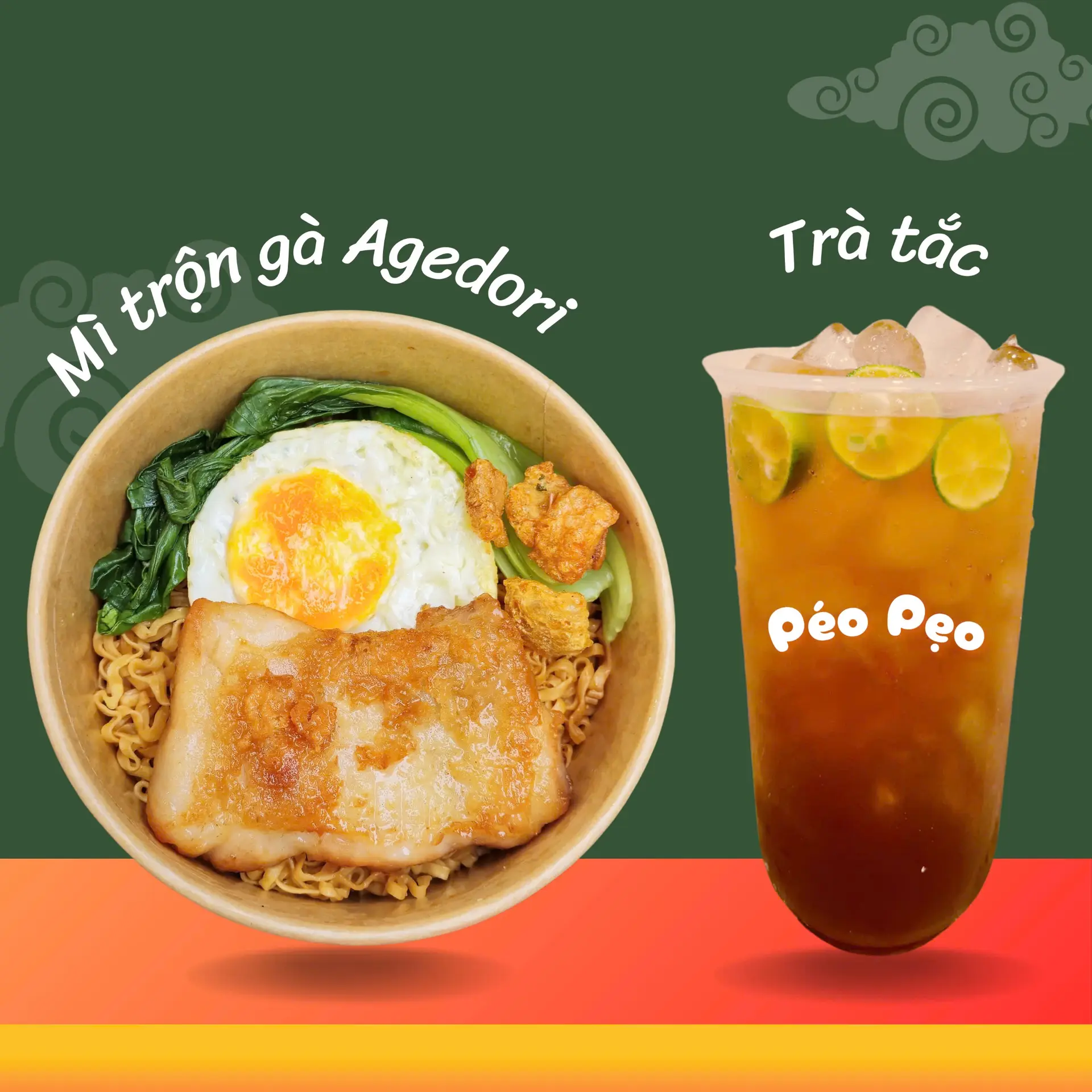 Hình ảnh Combo Mì Trộn Má Đùi Không Xương Agedori + Trà Tắc