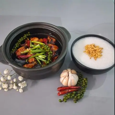 Hình ảnh cháo ếch 2 con (cháo tỏi phi)