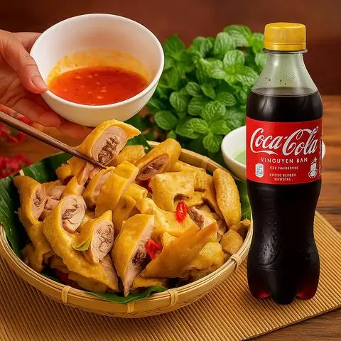 Hình ảnh Gà ủ muối (Nguyên con không chân đầu) kèm rau dưa +chai coca-cola 