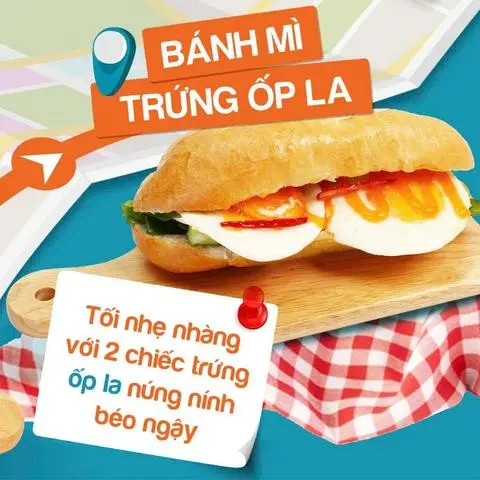 Hình ảnh Bánh mì ốp la 2 trứng