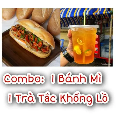 Hình ảnh Combo 4 gồm 1 bánh mì - 1 trà tắc size khổng lồ