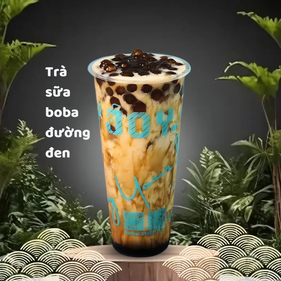 Hình ảnh Olong trà sữa boba đường đen hổ phách