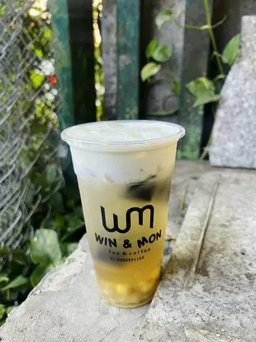 Hình ảnh trà gạp rang sen vàng matchiato