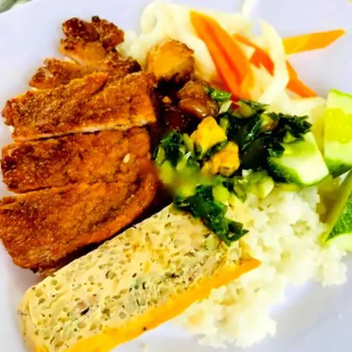 Hình ảnh Cơm SƯỜN CHẢ/ Steamed Broken Rice with Grilled Pork Chop and Pork Pie