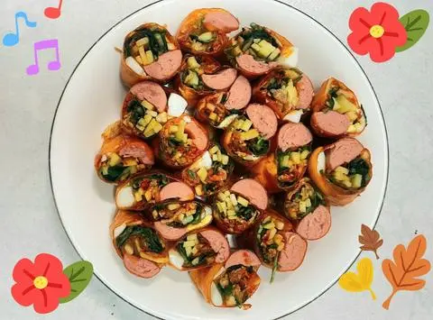 Hình ảnh Bánh tráng cuốn xúc xích