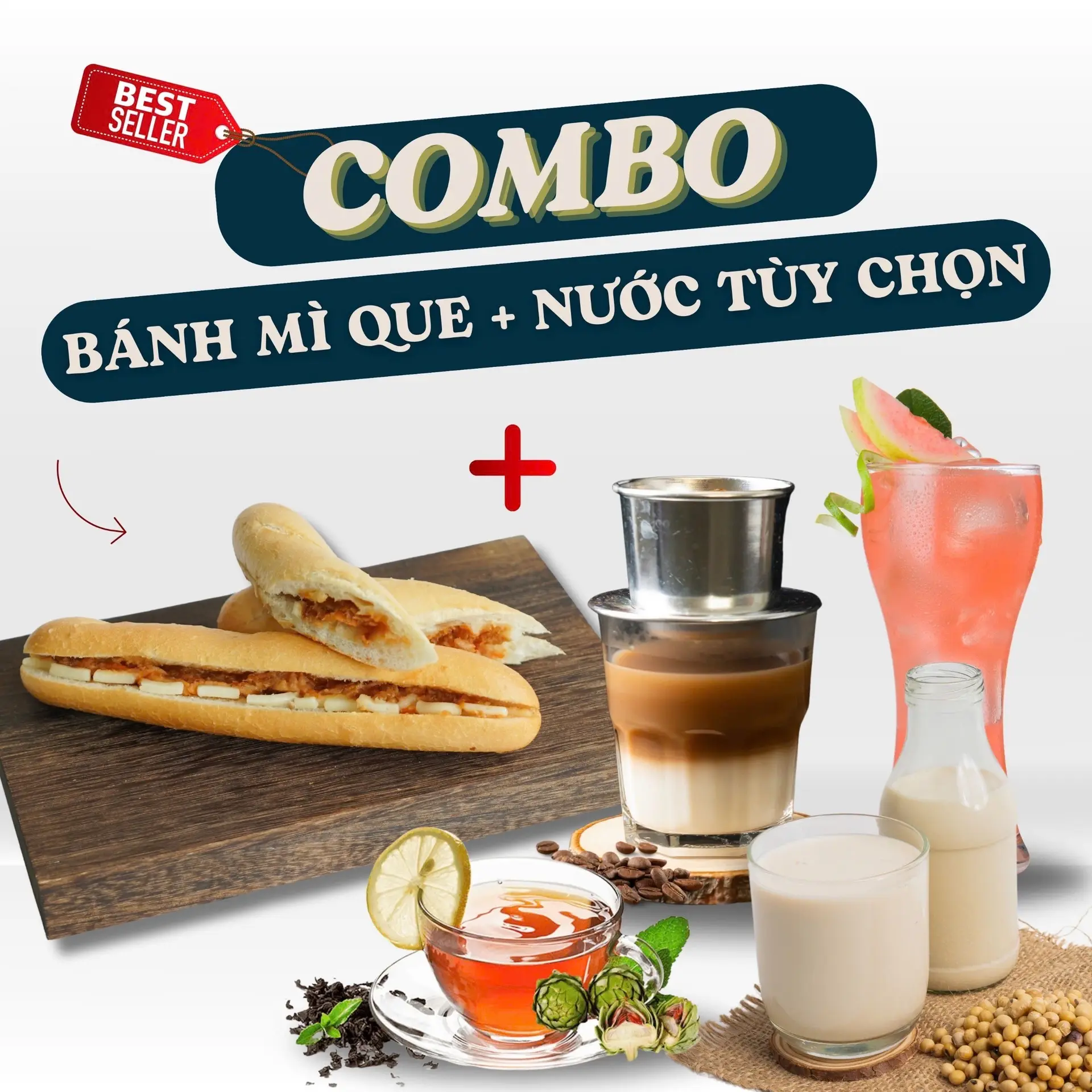 Hình ảnh Combo Bánh Mì Que + Nước Tuỳ Chọn
