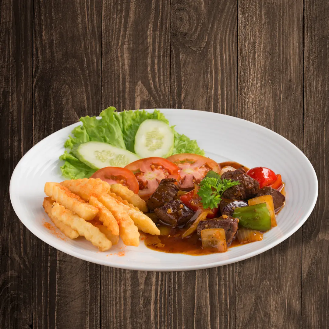 Hình ảnh US cube beef with french fries