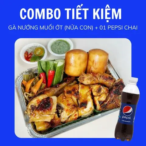 Hình ảnh Gà Nướng Muối Ớt Nửa Con - 1 Chai Pepsi