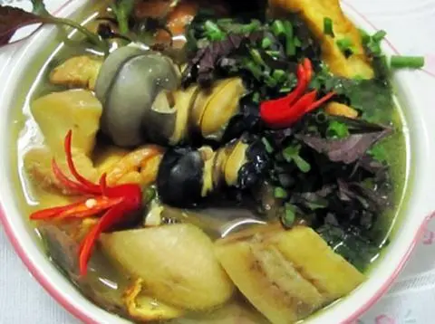 Hình ảnh Cơm Ốc Nấu Chuối Xanh