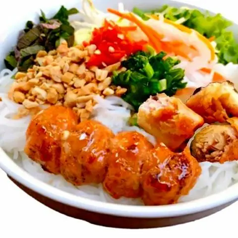 Hình ảnh Bún NEM NƯỚNG - CHẢ GIÒ/ Grilled Pork Meatballs with Vermicelli Noodles and Spring rolls